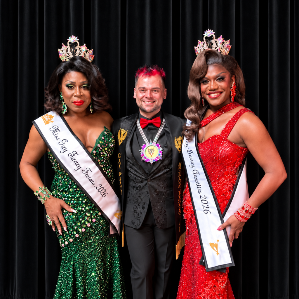 The 2026 Reigning Court: Eboni Alexander, Miss Gay Fancy America 2026; Dorae Saunders, Miss Gay Fancy America Femme 2026; Zach King, Gay Fancy America Esquire 2026